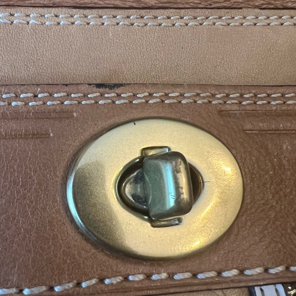 Coach Tan and Brown Leather Shoulder Bag with Turnlock Closure - Picture 10 of 13